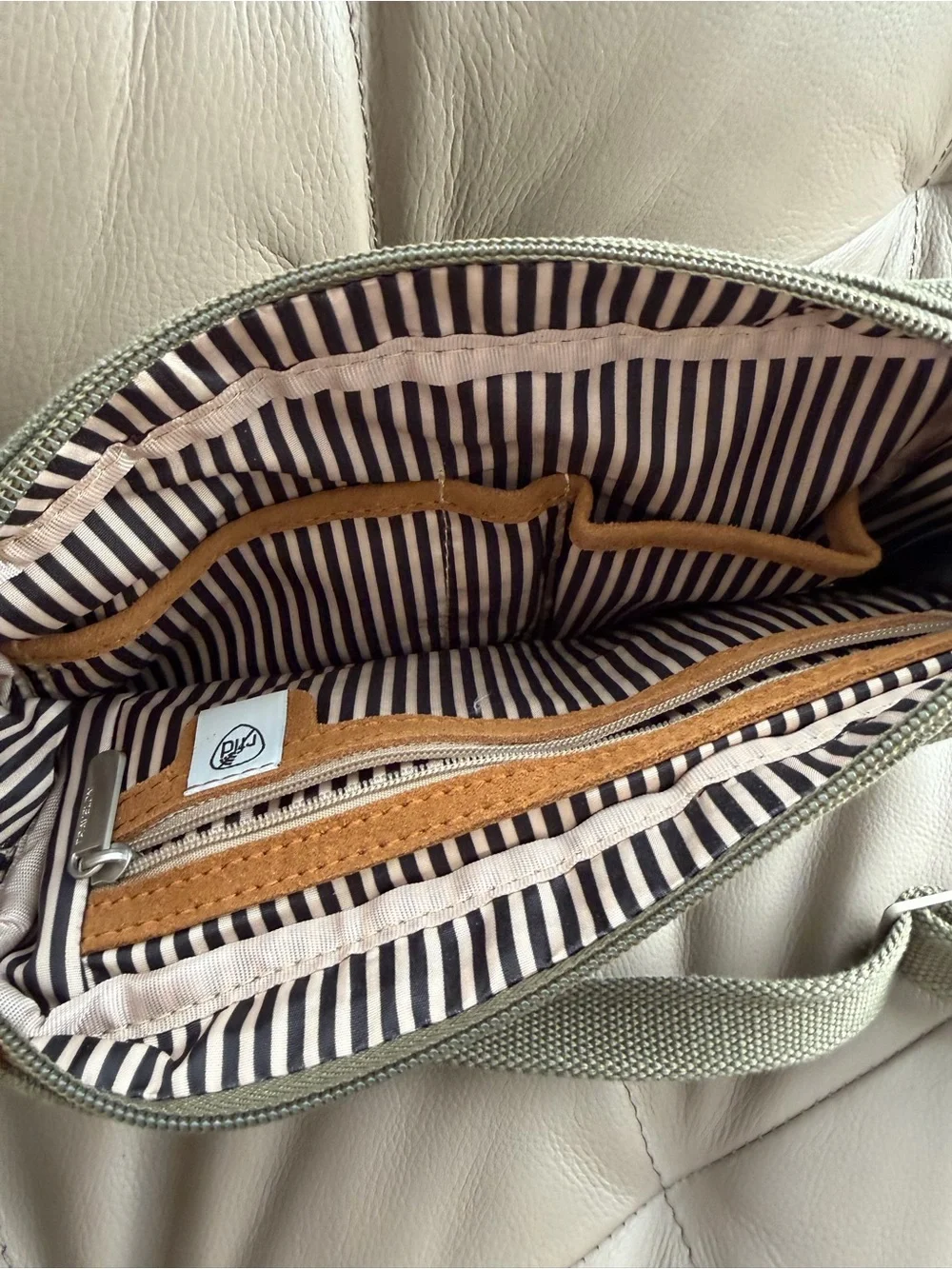 Travelon Olive Canvas Crossbody Messenger with Tan Accents